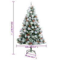 Albero Natale Artificiale Incernierato con Pigne e Bacche 210cm 357713