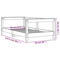 Giroletto per Bambini Bianco 70x140cm in Legno Massello di Pino 834397