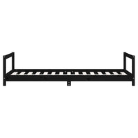 Giroletto per Bambini Nero 90x190 cm in Legno Massello di Pino 834404