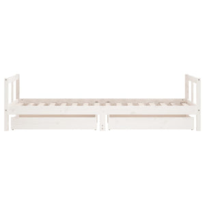 Giroletto Bambini con Cassetti Bianco 80x200cm Massello di Pino 834406