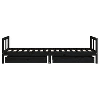 Giroletto Bambini con Cassetti Nero 80x200cm Massello di Pino 834407