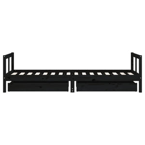 Giroletto Bambini con Cassetti Nero 80x200cm Massello di Pino 834407