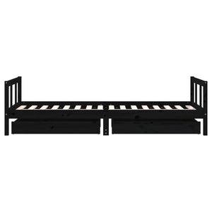Giroletto Bambini con Cassetti Nero 90x200cm Massello di Pino 834410