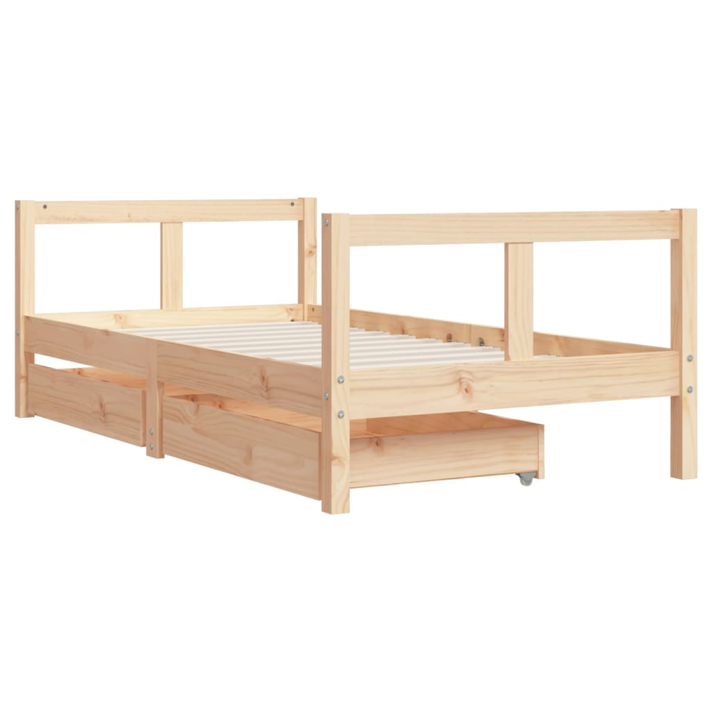 Giroletto per Bambini con Cassetti-Struttura Letto Bambini con contenitore 80x160cm Legno Massello Pino 773439