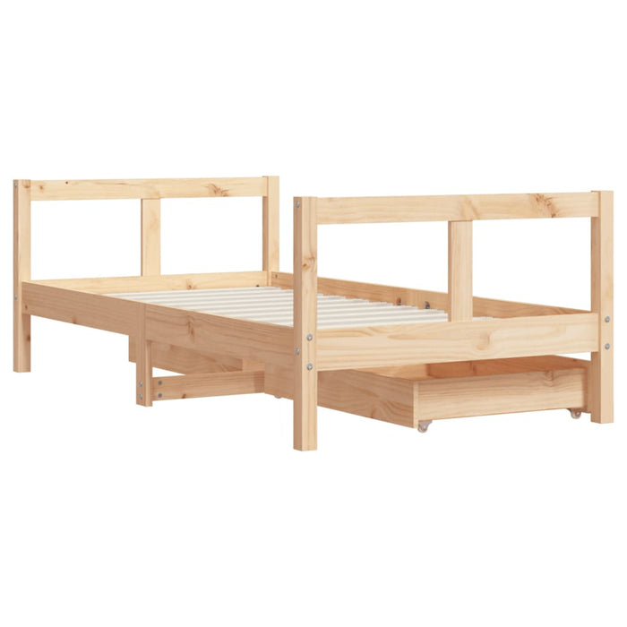 Giroletto per Bambini con Cassetti-Struttura Letto Bambini con contenitore 80x160cm Legno Massello Pino 773439