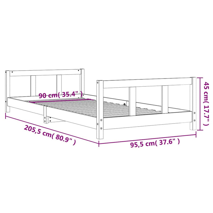 Giroletto per Bambini-Struttura Letto Bambini 90x200 cm in Legno Massello di Pino 589202