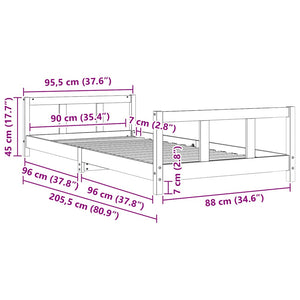 Giroletto per Bambini 90x200 cm in Legno Massello di Pino 834423