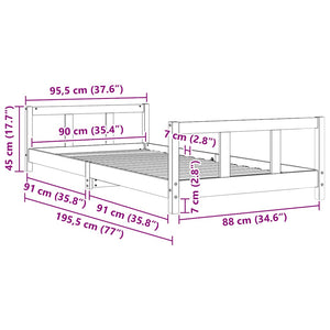 Giroletto per Bambini 90x190 cm in Legno Massello di Pino 834432