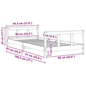 Giroletto per Bambini Bianco 90x190cm in Legno Massello di Pino 834433