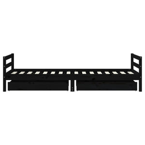 Giroletto Bambini con Cassetti Nero 80x200cm Massello di Pino 834437