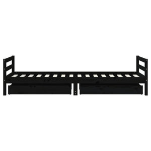 Giroletto Bambini con Cassetti Nero 90x200cm Massello di Pino 834440