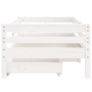 Giroletto Bambini con Cassetti-Struttura Letto Bambini Bianco 70x140cm Massello di Pino