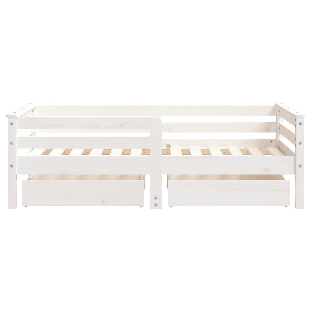 Giroletto Bambini con Cassetti-Struttura Letto Bambini Bianco 70x140cm Massello di Pino