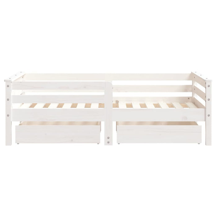 Giroletto Bambini con Cassetti-Struttura Letto Bambini Bianco 70x140cm Massello di Pino