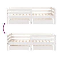 Giroletto Bambini con Cassetti-Struttura Letto Bambini Bianco 70x140cm Massello di Pino