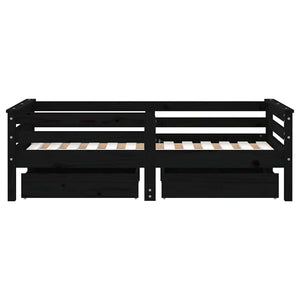 Giroletto Bambini con Cassetti Nero 70x140cm Massello di Pino 834443