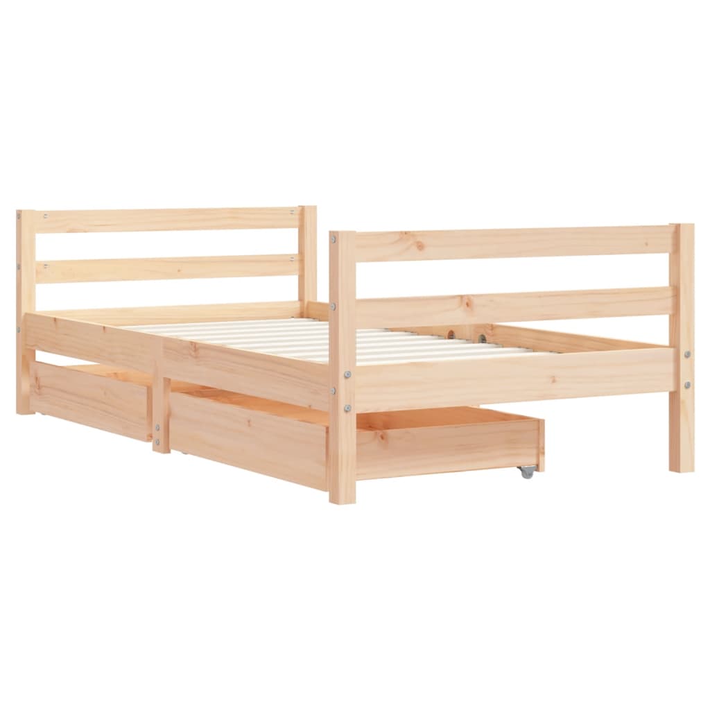 Giroletto per Bambini con Cassetti-Struttura Letto Bambini con contenitore 80x160cm Legno Massello Pino 177036