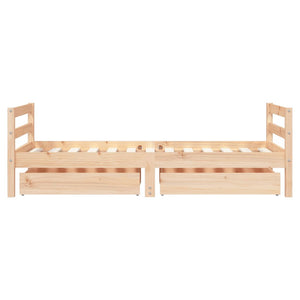 Giroletto per Bambini con Cassetti 80x160cm Legno Massello Pino