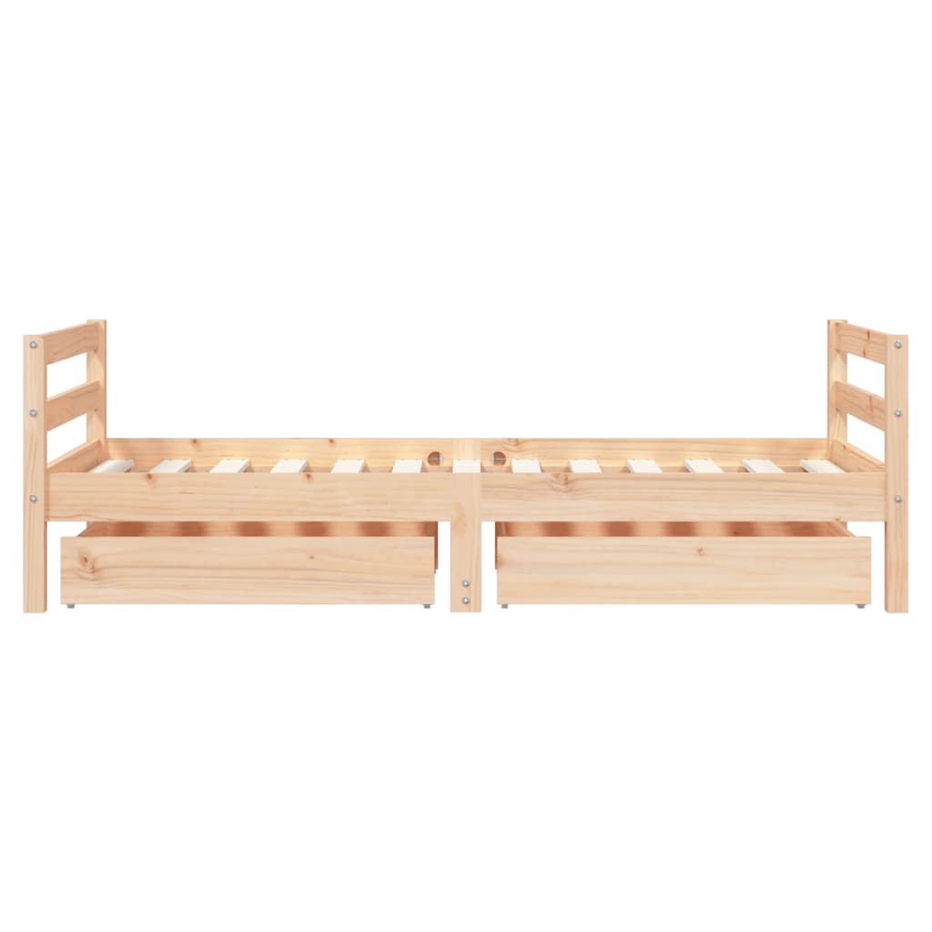 Giroletto per Bambini con Cassetti-Struttura Letto Bambini con contenitore 80x160cm Legno Massello Pino 177036