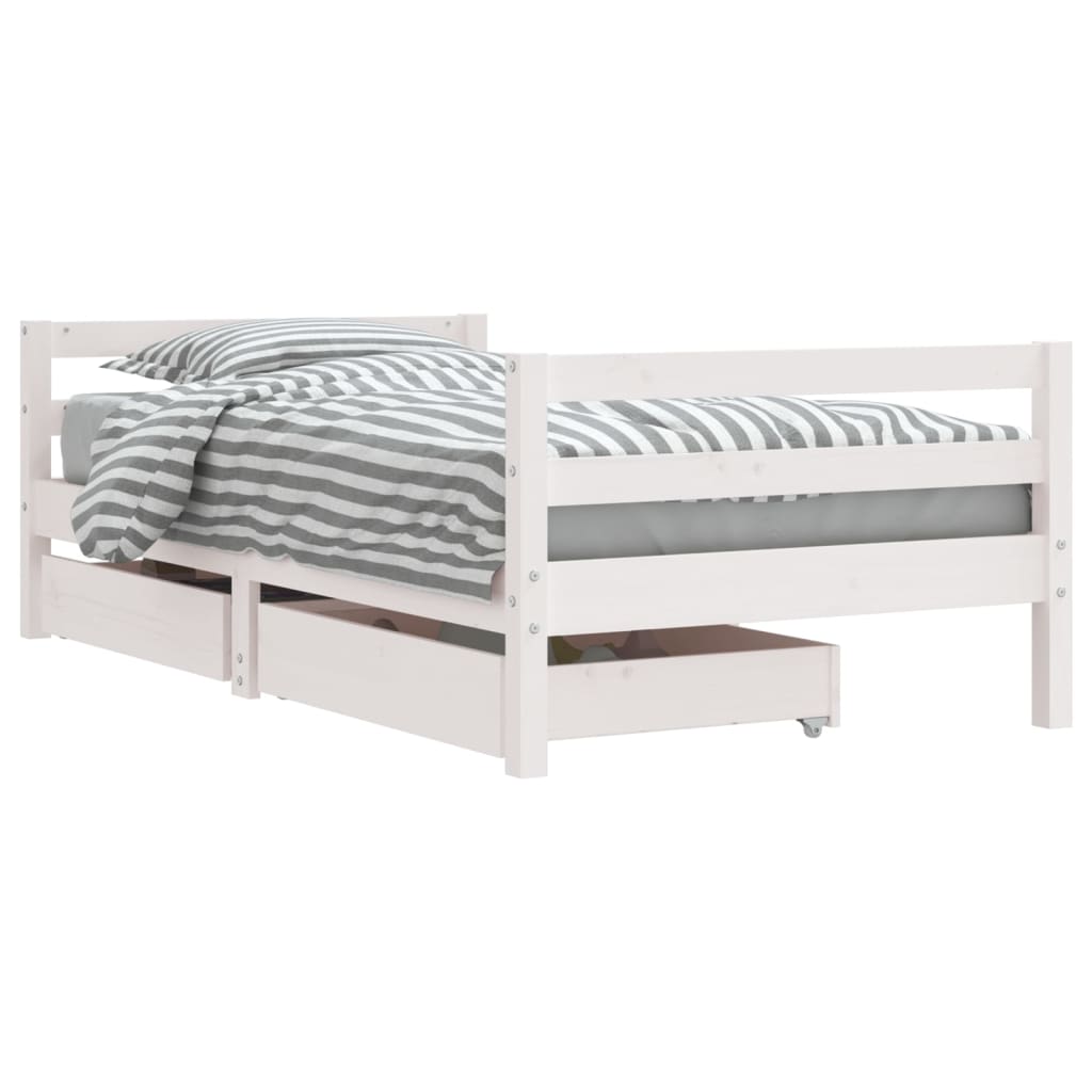 Giroletto Bambini con Cassetti-Struttura Letto Bambini Bianco 80x160 cm Massello Pino