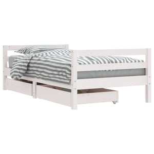 Giroletto Bambini con Cassetti-Struttura Letto Bambini Bianco 80x160 cm Massello Pino