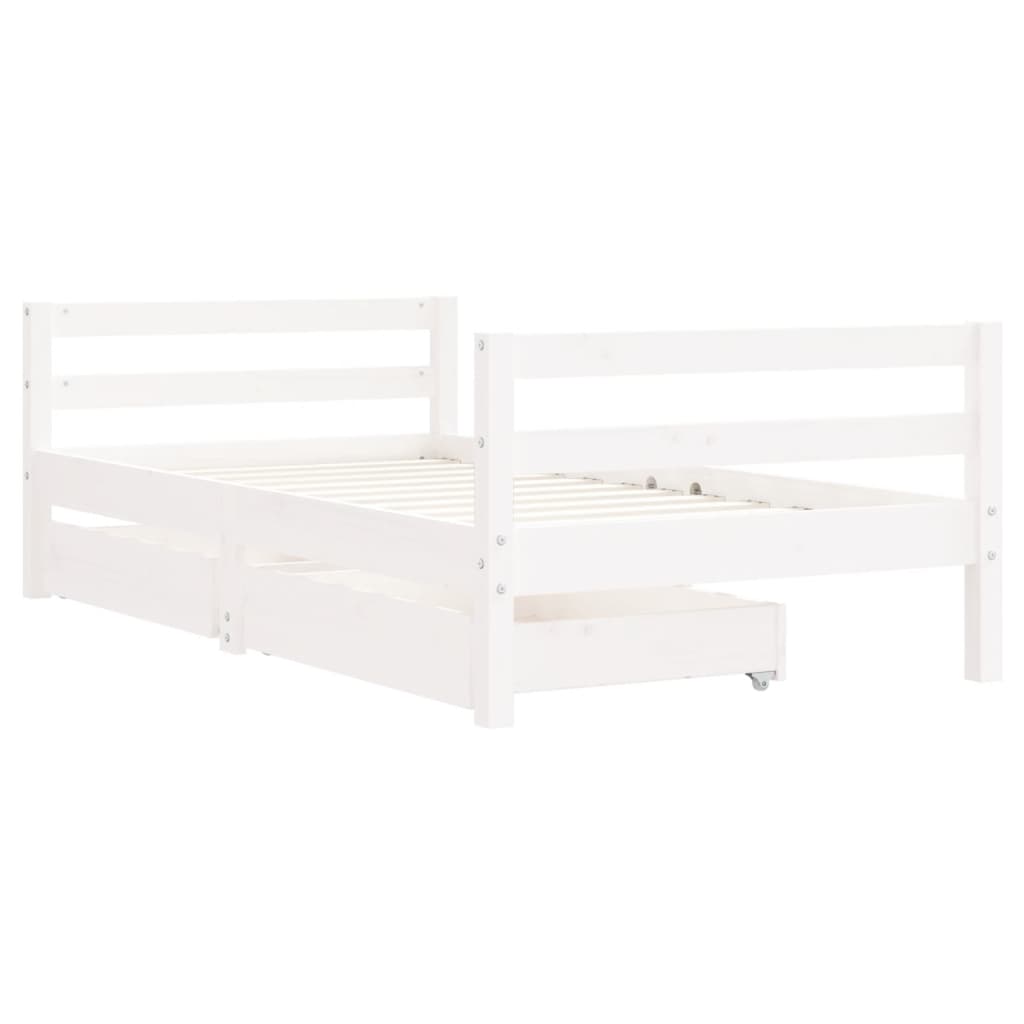Giroletto Bambini con Cassetti-Struttura Letto Bambini Bianco 80x160 cm Massello Pino