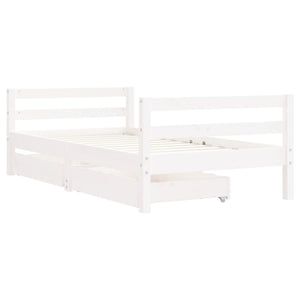 Giroletto Bambini con Cassetti-Struttura Letto Bambini Bianco 80x160 cm Massello Pino
