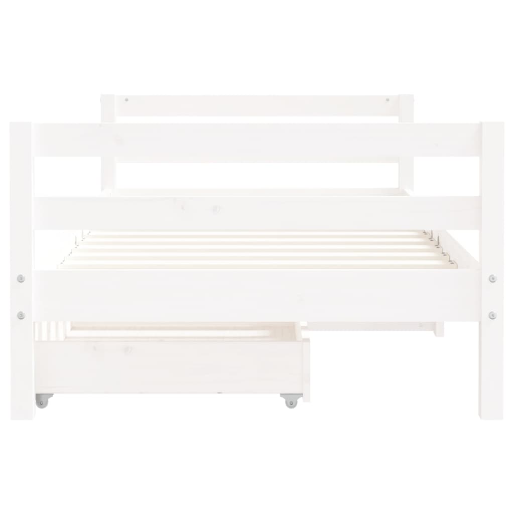 Giroletto Bambini con Cassetti-Struttura Letto Bambini Bianco 80x160 cm Massello Pino