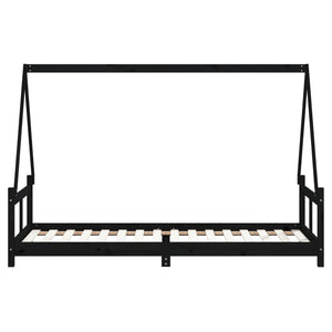 Giroletto per Bambini Nero 80x200 cm in Legno Massello di Pino 834452