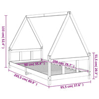 Giroletto per Bambini 90x200 cm in Legno Massello di Pino 834453