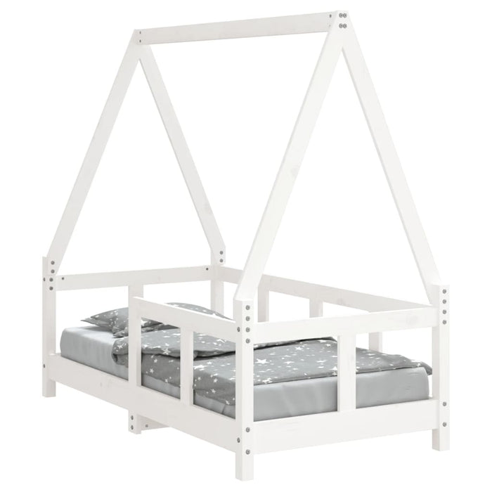 Giroletto per Bambini-Struttura Letto Bambini Bianco 70x140cm in Legno Massello di Pino 275691