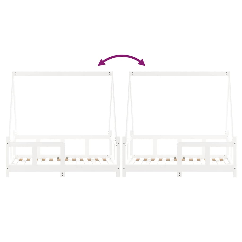 Giroletto per Bambini-Struttura Letto Bambini Bianco 70x140cm in Legno Massello di Pino 275691