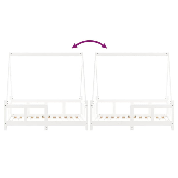 Giroletto per Bambini-Struttura Letto Bambini Bianco 70x140cm in Legno Massello di Pino 275691
