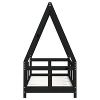 Giroletto per Bambini Nero 70x140 cm in Legno Massello di Pino 834458