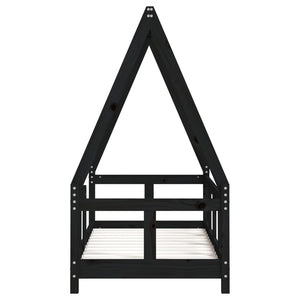 Giroletto per Bambini Nero 70x140 cm in Legno Massello di Pino 834458