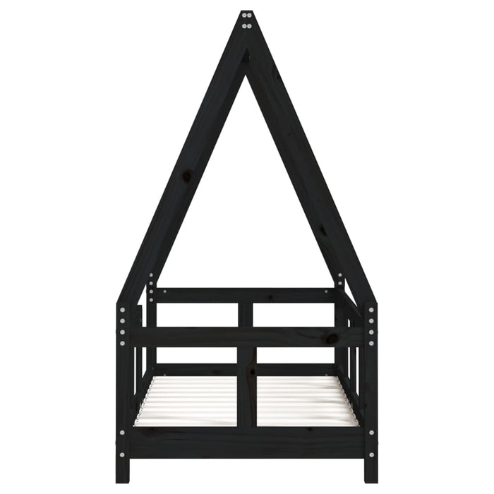 Giroletto per Bambini Nero 70x140 cm in Legno Massello di Pino 834458