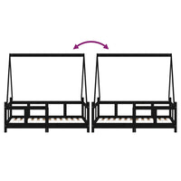 Giroletto per Bambini Nero 70x140 cm in Legno Massello di Pino 834458