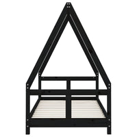 Giroletto per Bambini Nero 80x160 cm in Legno Massello di Pino 834461