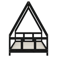 Giroletto per Bambini Nero 90x190 cm in Legno Massello di Pino