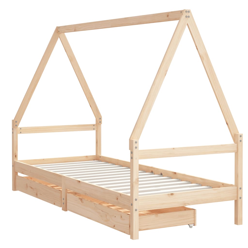 Giroletto Bambini con Cassetti 90x200 cm Legno Massello di Pino 834468