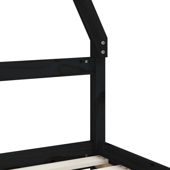 Giroletto Bambini con Cassetti-Struttura Letto Bambini Nero 90x200cm Massello di Pino 193526