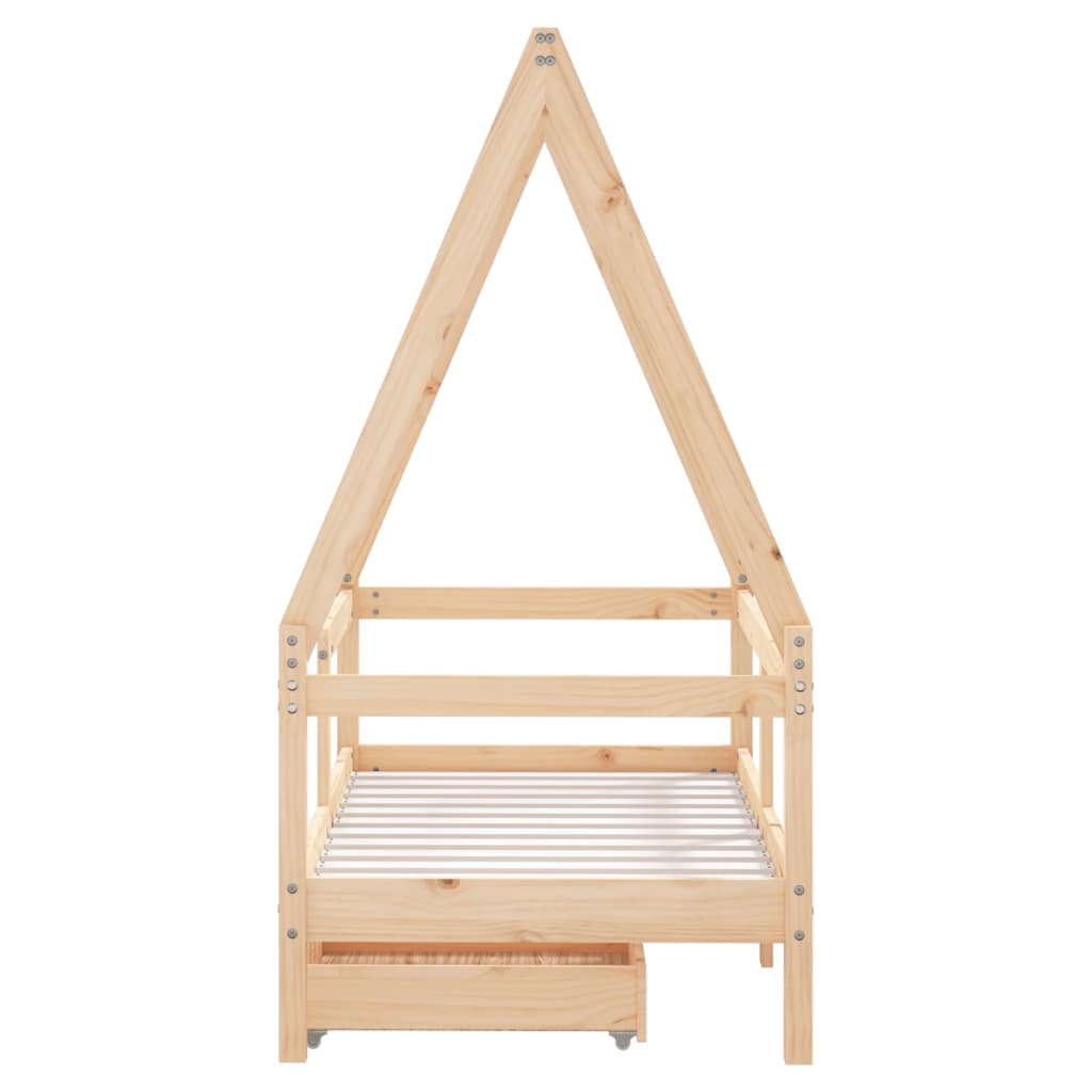 Giroletto Bambini con Cassetti-Struttura Letto Bambini 70x140 cm Legno Massello di Pino 879623