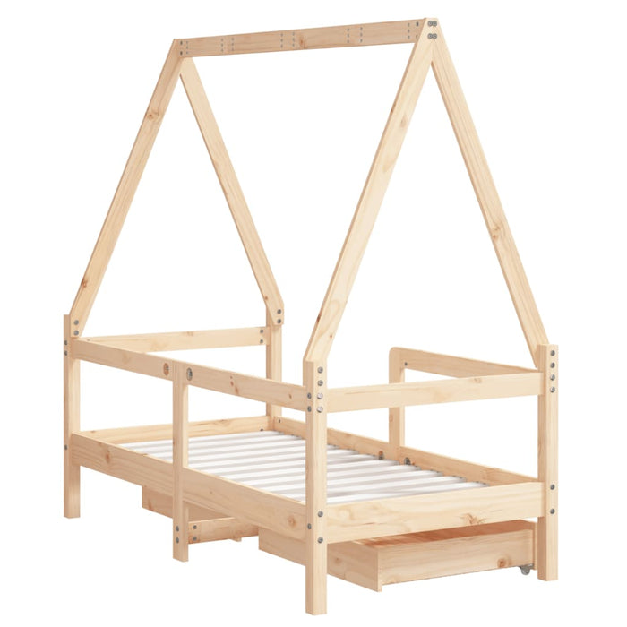 Giroletto Bambini con Cassetti-Struttura Letto Bambini 70x140 cm Legno Massello di Pino 879623