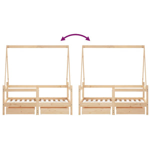 Giroletto Bambini con Cassetti-Struttura Letto Bambini 70x140 cm Legno Massello di Pino 879623