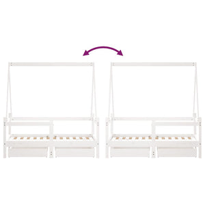 Giroletto Bambini con Cassetti Bianco 70x140cm Massello di Pino 834472