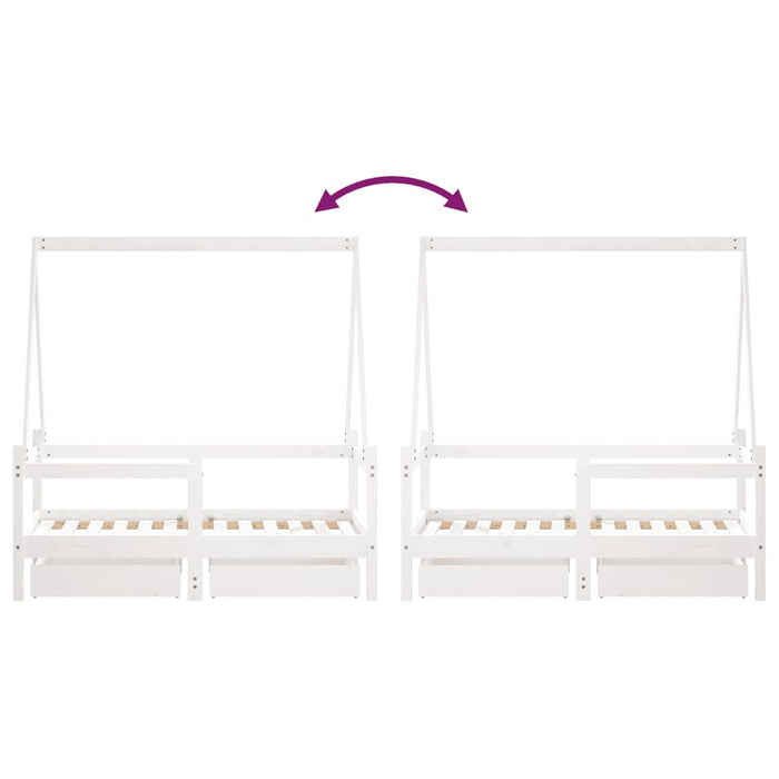 Giroletto Bambini con Cassetti Bianco 70x140cm Massello di Pino 834472