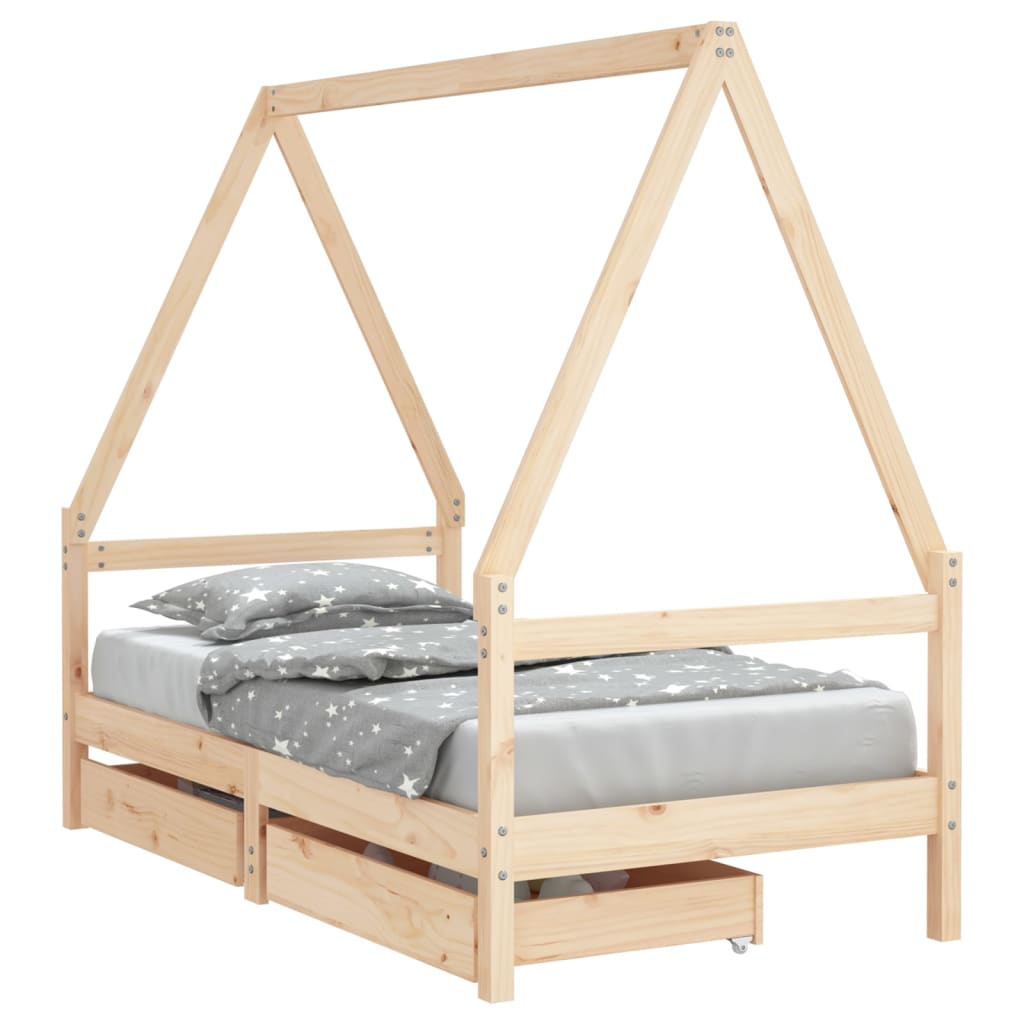 Giroletto per Bambini con Cassetti-Struttura Letto Bambini con contenitore 80x160cm Legno Massello Pino 587335