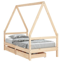 Giroletto per Bambini con Cassetti-Struttura Letto Bambini con contenitore 80x160cm Legno Massello Pino 587335