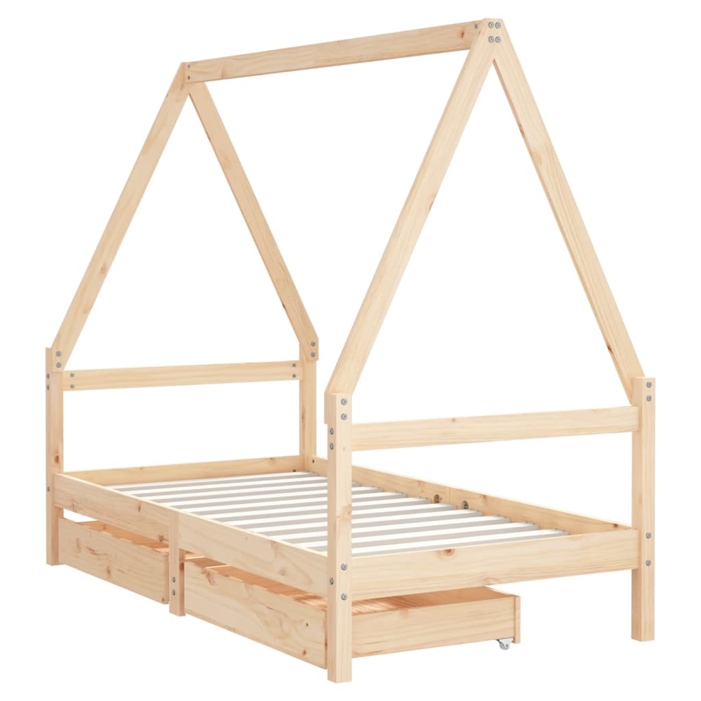 Giroletto per Bambini con Cassetti-Struttura Letto Bambini con contenitore 80x160cm Legno Massello Pino 587335