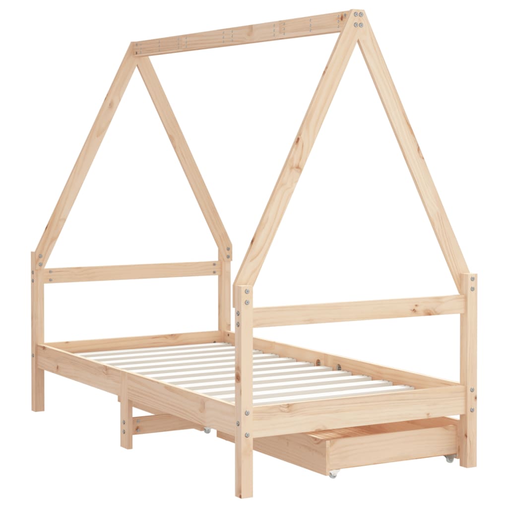 Giroletto per Bambini con Cassetti-Struttura Letto Bambini con contenitore 80x160cm Legno Massello Pino 587335